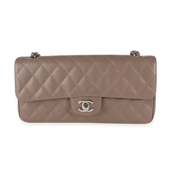 Chanel Taupe Caviar Quilted East West Single Flap Bag - Picture 1 of 8